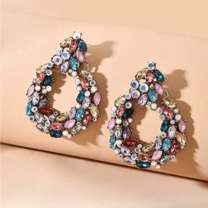 Multicolor Rhinestone Drop Earrings